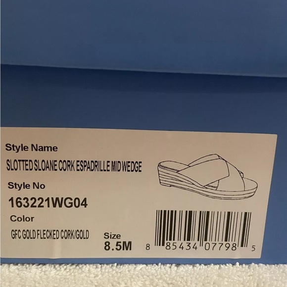 JACK ROGERS NWT Sloane cross-band wedge gold fleck cork. Size 8.5 M - Picture 5 of 5